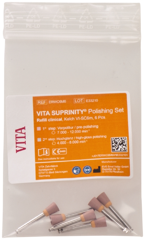 VITA SUPRINITY полірувальні клінічні інструменти, рожеві чашки, 6шт