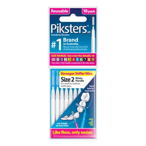 Міжзубні йоржики Piksters, розмір 2 (діаметр 0.8) білі, 10 шт