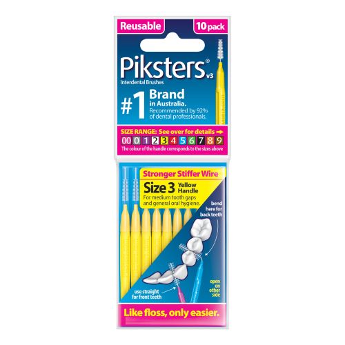 Міжзубні йоржики Piksters, розмір 3 (діаметр 0.8) жовті, конусні, 10 шт