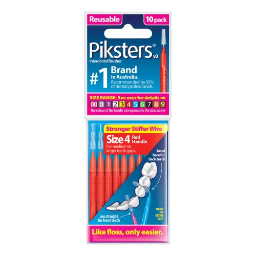 Міжзубні йоржики Piksters, розмір 4 (діаметр 0.9) червоні, конусні, 10 шт