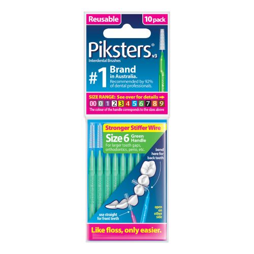 Міжзубні йоржики Piksters, розмір 6 (діаметр 1.4) зелені, 10 шт