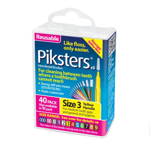 Міжзубні йоржики Piksters, розмір 3 (діаметр 0.8) жовті, конусні, 40 шт