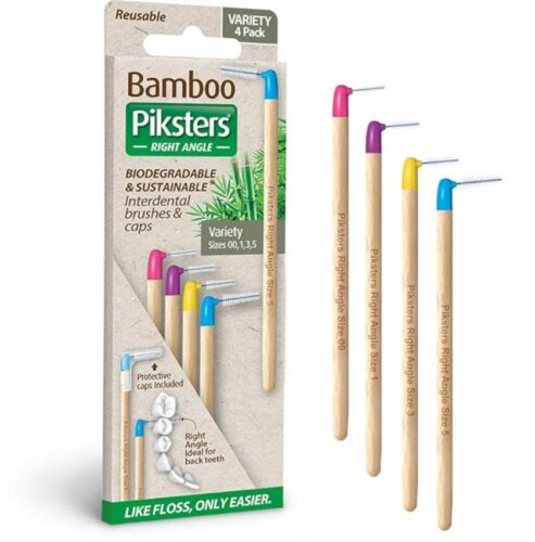 Міжзубні йоржики Piksters Bamboo, кутові, в асортименті, 4 шт, 4 шт
