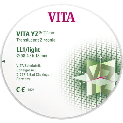 Диск цирконовий VITA YZ T колір LL1/світлий діам 98.4 х висота 18мм 1шт, колір LL1/light, Ø 98.4мм, h 18мм